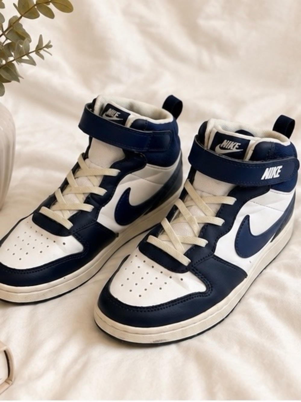 Nike Kids Navy and White Mid-Top Sneakers